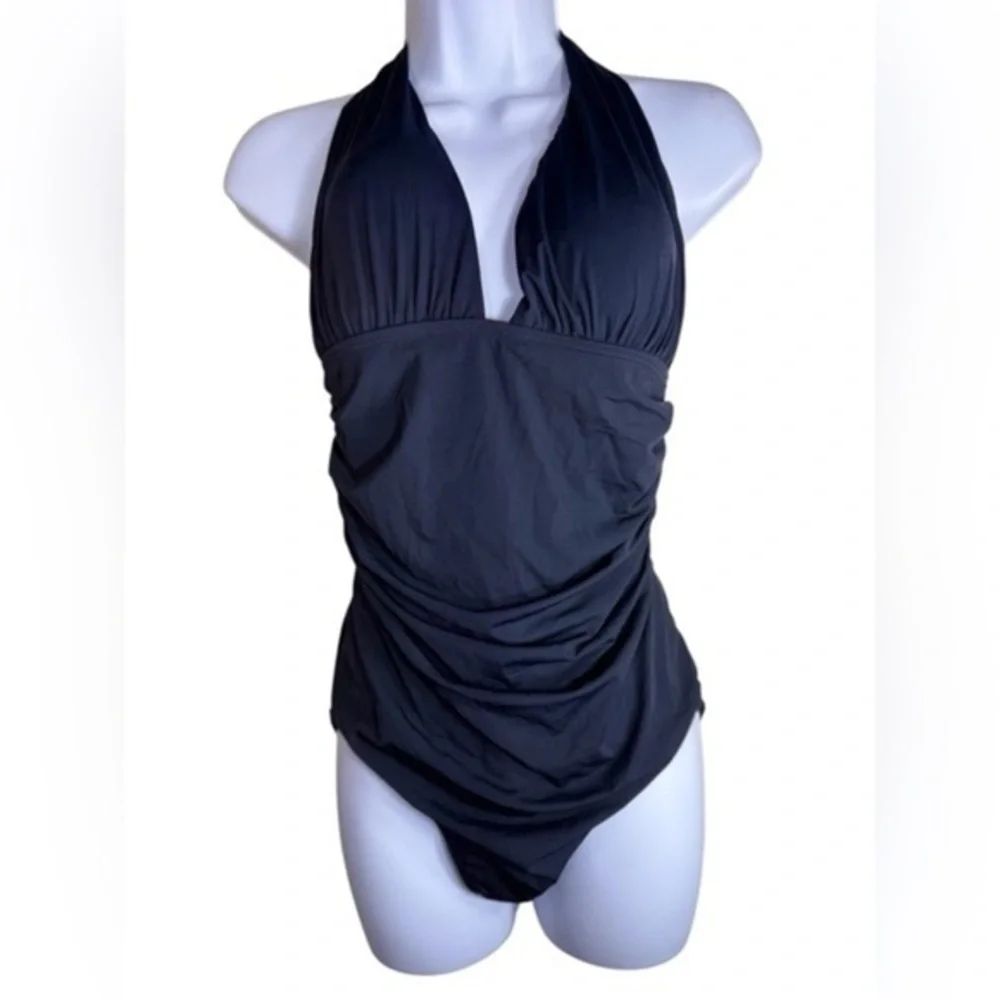 Vix Black Bia Ruched Halter one piece one piece Swimsuit Xl
